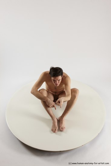 Nude Man White Sitting poses - simple Slim Short Brown Sitting poses - ALL Multi angles poses Realistic