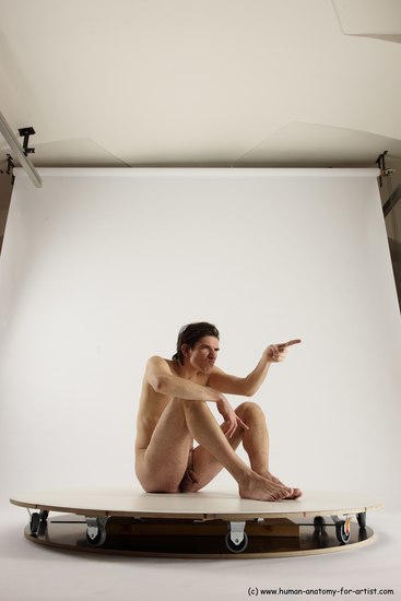 Nude Man White Sitting poses - simple Slim Short Brown Sitting poses - ALL Multi angles poses Realistic