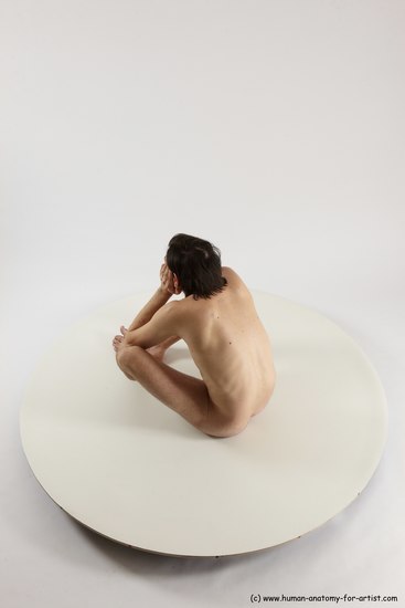 Nude Man White Sitting poses - simple Slim Short Brown Sitting poses - ALL Multi angles poses Realistic