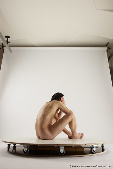 Nude Man White Sitting poses - simple Slim Short Brown Sitting poses - ALL Multi angles poses Realistic