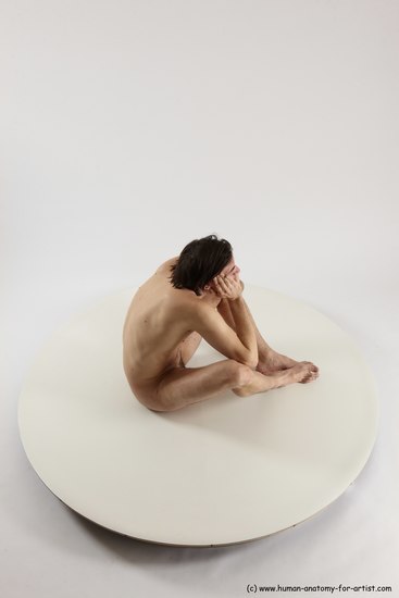 Nude Man White Sitting poses - simple Slim Short Brown Sitting poses - ALL Multi angles poses Realistic