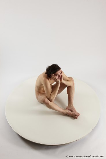 Nude Man White Sitting poses - simple Slim Short Brown Sitting poses - ALL Multi angles poses Realistic