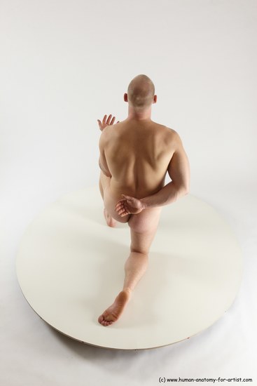 Nude Man White Kneeling poses - ALL Slim Bald Kneeling poses - on one knee Multi angles poses Realistic