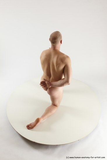 Nude Man White Kneeling poses - ALL Slim Bald Kneeling poses - on one knee Multi angles poses Realistic