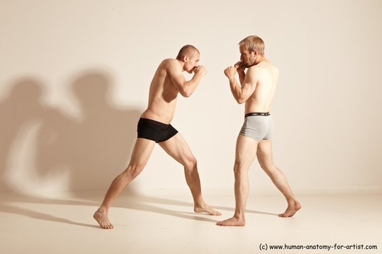 Underwear Martial art Man - Man White Moving poses Slim Short Blond Dynamic poses Academic