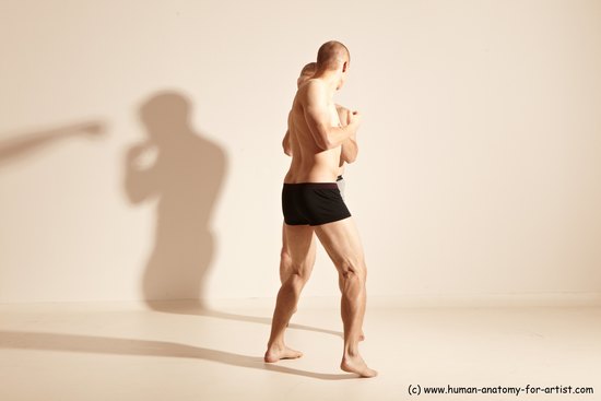 Underwear Martial art Man - Man White Moving poses Slim Short Blond Dynamic poses Academic