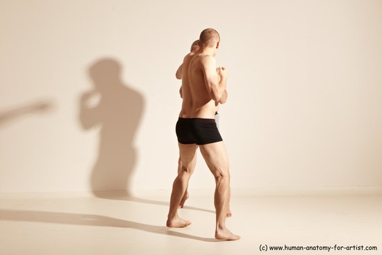 Underwear Martial art Man - Man White Moving poses Slim Short Blond Dynamic poses Academic