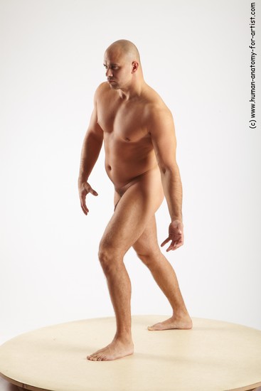 Nude Man White Standing poses - ALL Slim Bald Standing poses - simple Realistic