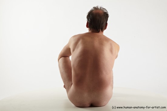 Nude Man White Sitting poses - simple Average Short Brown Sitting poses - ALL Realistic