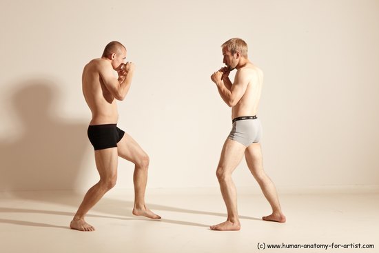 Underwear Martial art Man - Man White Moving poses Slim Short Blond Dynamic poses Academic