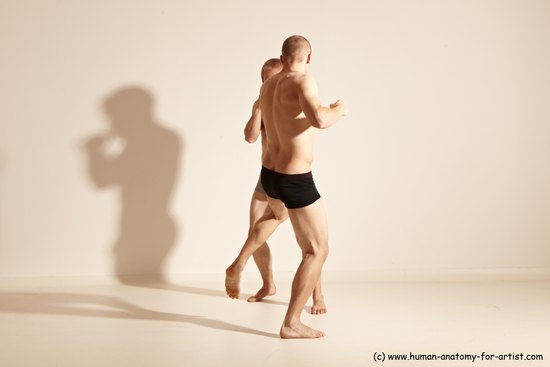 Underwear Martial art Man - Man White Moving poses Slim Short Blond Dynamic poses Academic