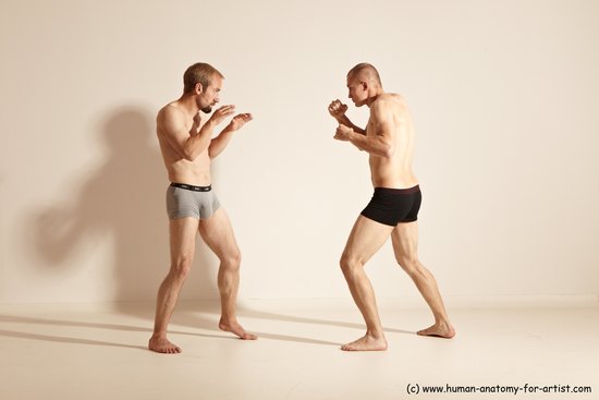 Underwear Martial art Man - Man White Moving poses Athletic Short Blond Dynamic poses Academic