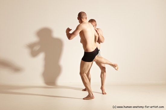 Underwear Martial art Man - Man White Moving poses Athletic Short Blond Dynamic poses Academic