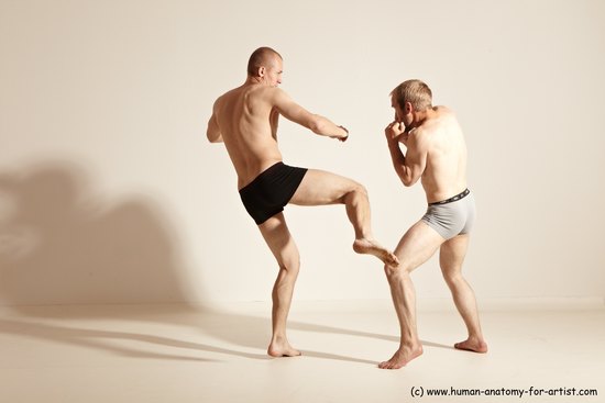 Underwear Martial art Man - Man White Moving poses Athletic Short Blond Dynamic poses Academic