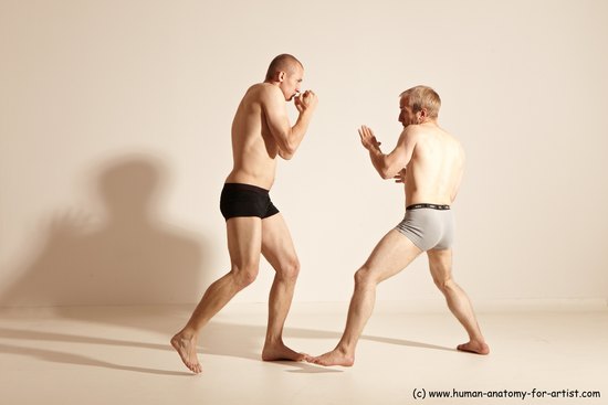 Underwear Martial art Man - Man White Moving poses Athletic Short Blond Dynamic poses Academic