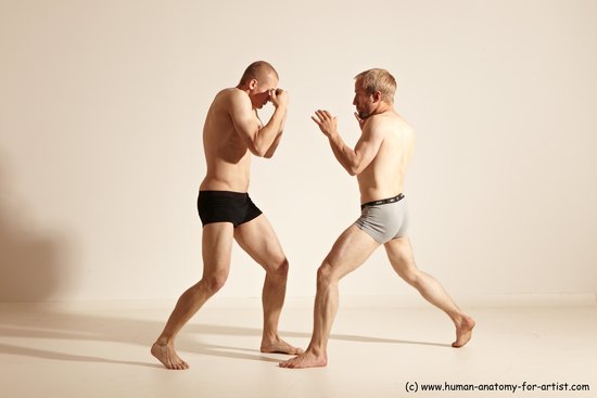 Underwear Martial art Man - Man White Moving poses Athletic Short Blond Dynamic poses Academic