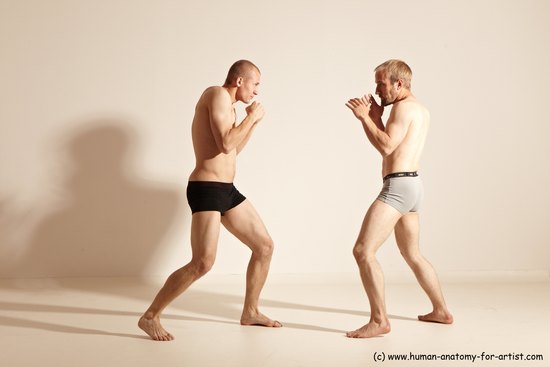 Underwear Martial art Man - Man White Moving poses Athletic Short Blond Dynamic poses Academic