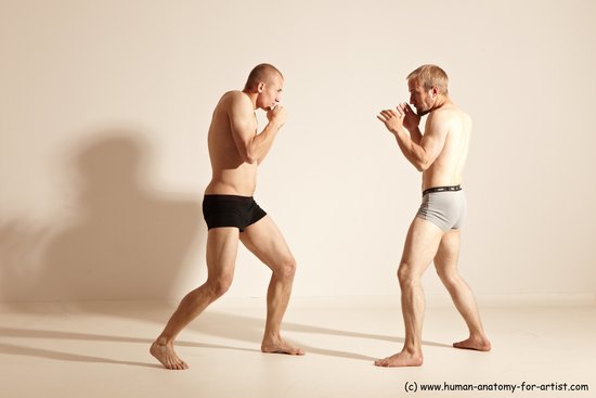 Underwear Martial art Man - Man White Moving poses Athletic Short Blond Dynamic poses Academic