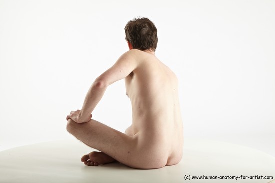 Nude Man White Sitting poses - simple Slim Short Brown Sitting poses - ALL Realistic