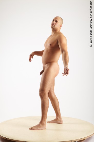 Nude Man White Standing poses - ALL Slim Bald Standing poses - simple Realistic