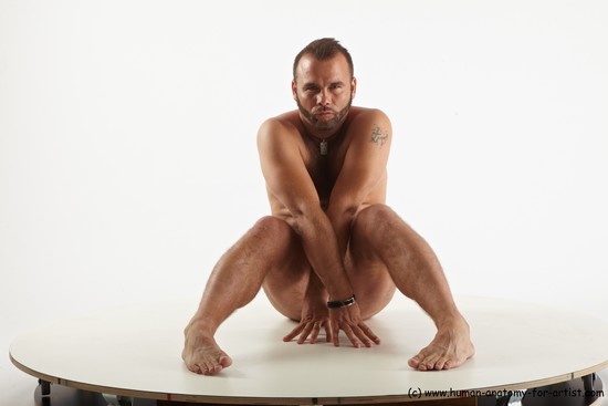 Nude Man White Sitting poses - simple Average Short Brown Sitting poses - ALL Realistic