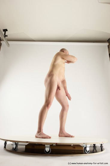 Nude Man White Standing poses - ALL Slim Bald Standing poses - simple Multi angles poses Realistic