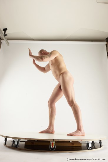 Nude Man White Standing poses - ALL Slim Bald Standing poses - simple Multi angles poses Realistic