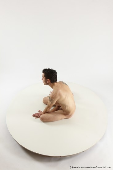 Nude Man White Sitting poses - simple Athletic Short Brown Sitting poses - ALL Multi angles poses Realistic