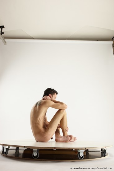 Nude Man White Sitting poses - simple Athletic Short Brown Sitting poses - ALL Multi angles poses Realistic