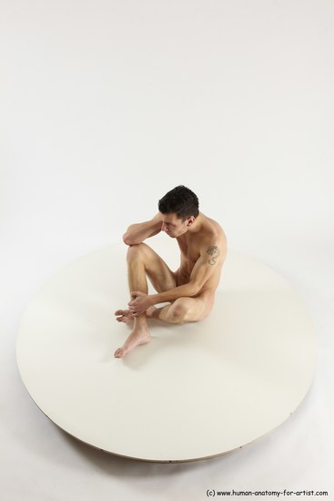 Nude Man White Sitting poses - simple Athletic Short Brown Sitting poses - ALL Multi angles poses Realistic