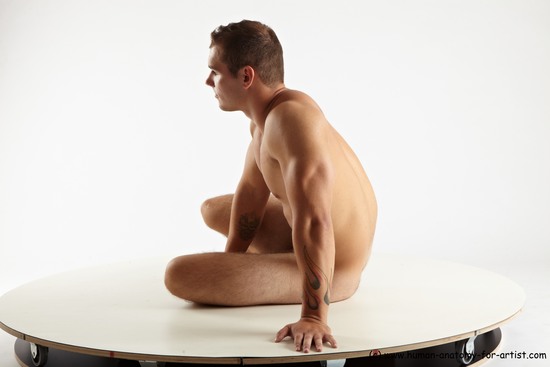 Nude Man White Standing poses - ALL Muscular Short Brown Standing poses - simple Realistic