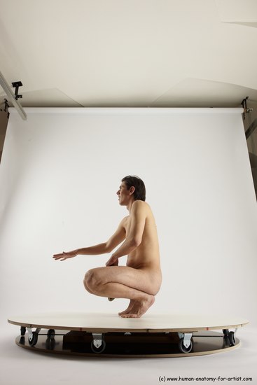 Nude Man White Standing poses - ALL Slim Short Brown Standing poses - knee-bend Multi angles poses Realistic