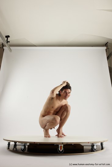 Nude Man White Standing poses - ALL Slim Short Brown Standing poses - knee-bend Multi angles poses Realistic