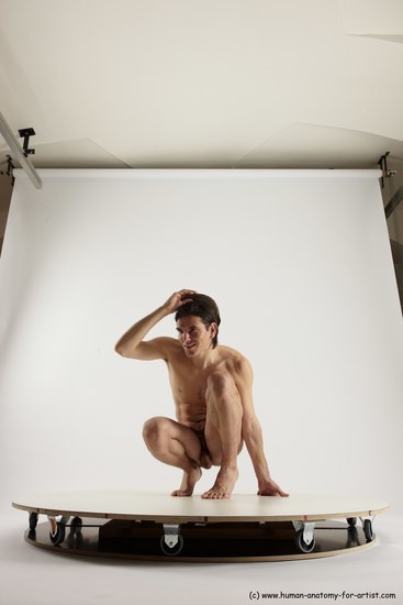 Nude Man White Standing poses - ALL Slim Short Brown Standing poses - knee-bend Multi angles poses Realistic