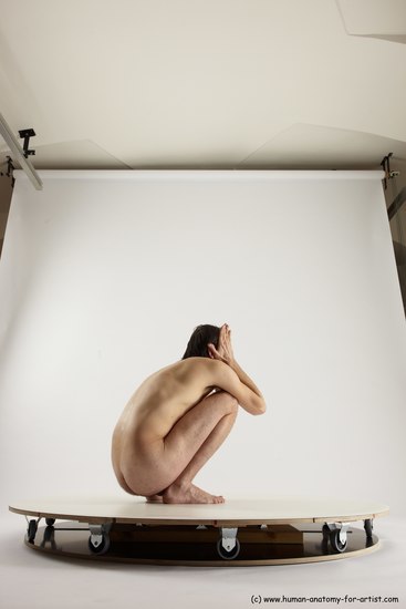 Nude Man White Standing poses - ALL Slim Short Brown Standing poses - knee-bend Multi angles poses Realistic