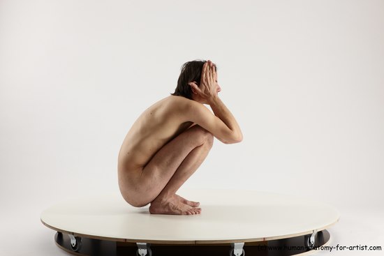 Nude Man White Standing poses - ALL Slim Short Brown Standing poses - knee-bend Multi angles poses Realistic