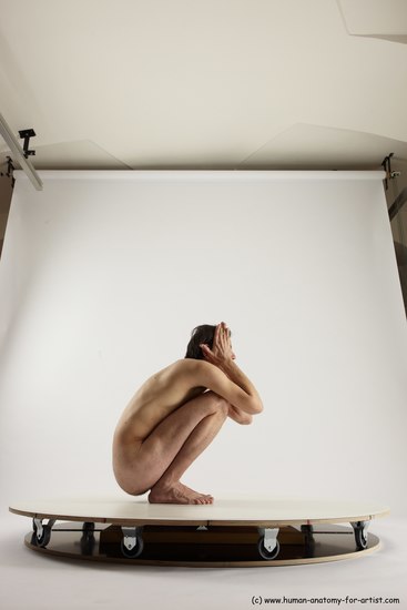 Nude Man White Standing poses - ALL Slim Short Brown Standing poses - knee-bend Multi angles poses Realistic