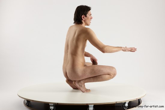 Nude Man White Standing poses - ALL Slim Short Brown Standing poses - knee-bend Multi angles poses Realistic