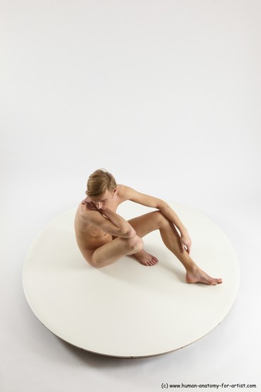 Nude Man White Sitting poses - simple Underweight Medium Brown Sitting poses - ALL Multi angles poses Realistic