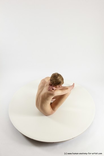 Nude Man White Sitting poses - simple Underweight Medium Brown Sitting poses - ALL Multi angles poses Realistic