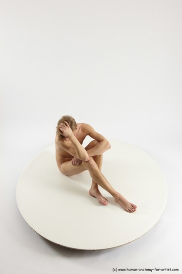 Nude Man White Sitting poses - simple Underweight Medium Brown Sitting poses - ALL Multi angles poses Realistic