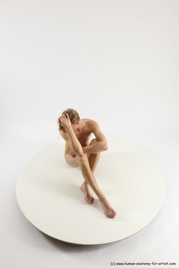 Nude Man White Sitting poses - simple Underweight Medium Brown Sitting poses - ALL Multi angles poses Realistic