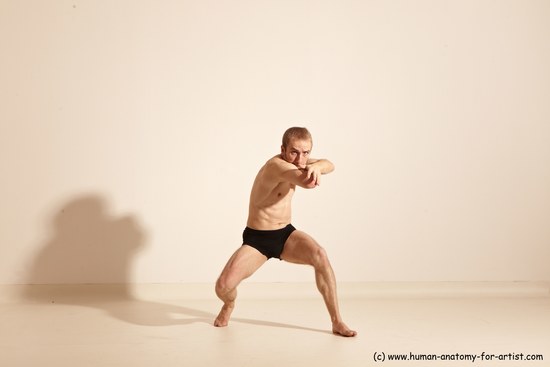 Underwear Martial art Man White Moving poses Athletic Short Blond Dynamic poses Academic