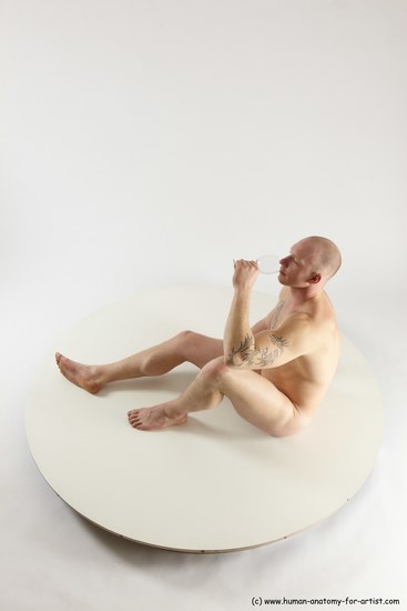 Nude Man White Sitting poses - simple Slim Bald Sitting poses - ALL Multi angles poses Realistic