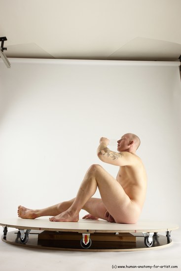 Nude Man White Sitting poses - simple Slim Bald Sitting poses - ALL Multi angles poses Realistic