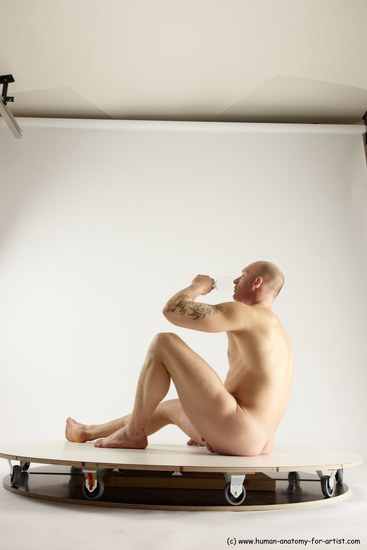 Nude Man White Sitting poses - simple Slim Bald Sitting poses - ALL Multi angles poses Realistic