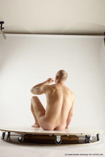 Nude Man White Sitting poses - simple Slim Bald Sitting poses - ALL Multi angles poses Realistic