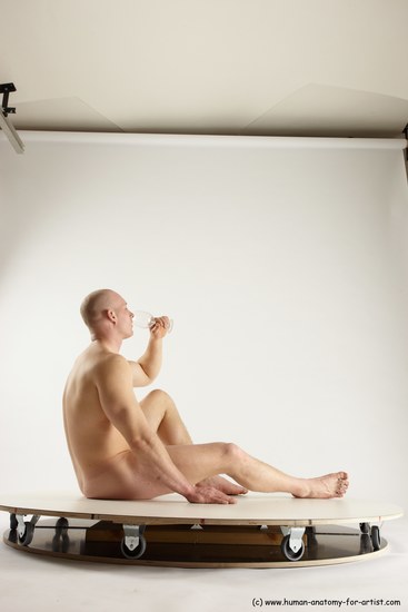 Nude Man White Sitting poses - simple Slim Bald Sitting poses - ALL Multi angles poses Realistic