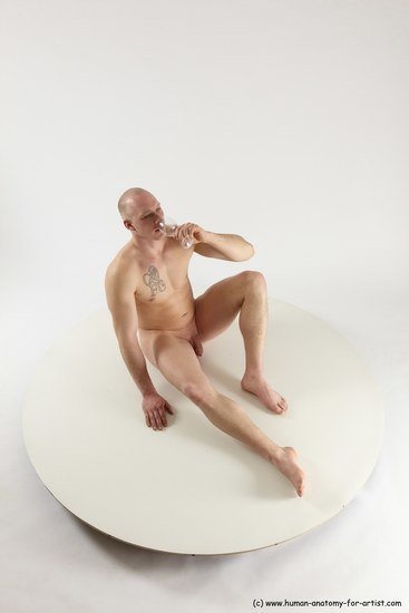 Nude Man White Sitting poses - simple Slim Bald Sitting poses - ALL Multi angles poses Realistic