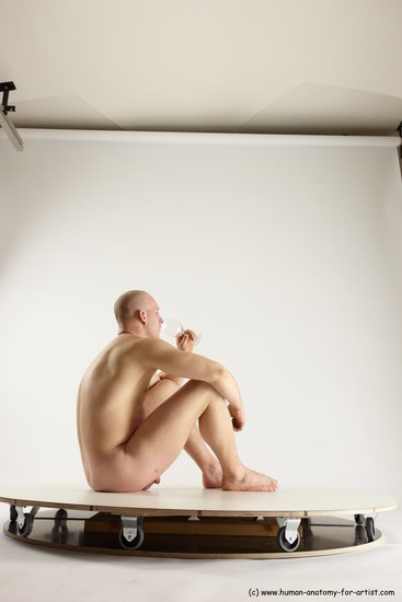 Nude Man White Sitting poses - simple Slim Bald Sitting poses - ALL Multi angles poses Realistic